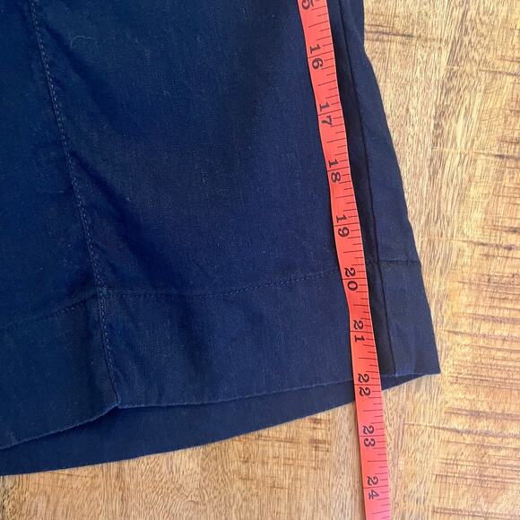 J.Jill Linen Wide Leg Pants Medium Petite Navy Stretch Cropped Nautical Beach - Picture 11 of 13